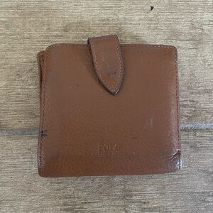 Polo Ralph Lauren Brown Leather Folding Wallet- Fair Condition
